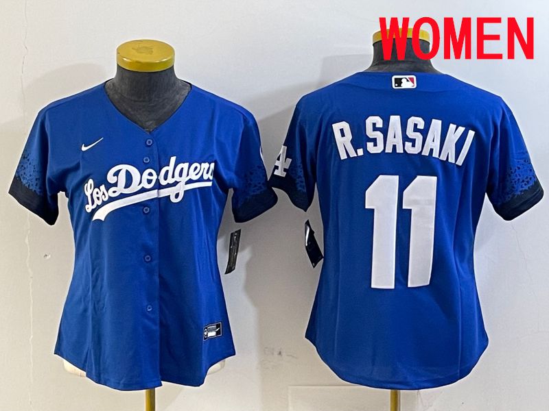Women Los Angeles Dodgers 11 R.Sasaki Blue City Edition Game 2025 Nike MLB Jersey style 1